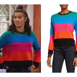 Pam & Gela Metallic Trim Striped Cropped Sweater (as seen on Alexa & Katie)